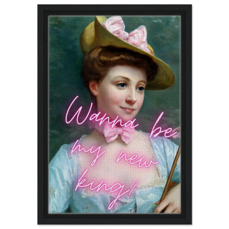 "Royal Flirt" – Neon Pop Romance | Wall Art Print - Framed Canvas - 30x45 cm / 12x18″ - Black frame