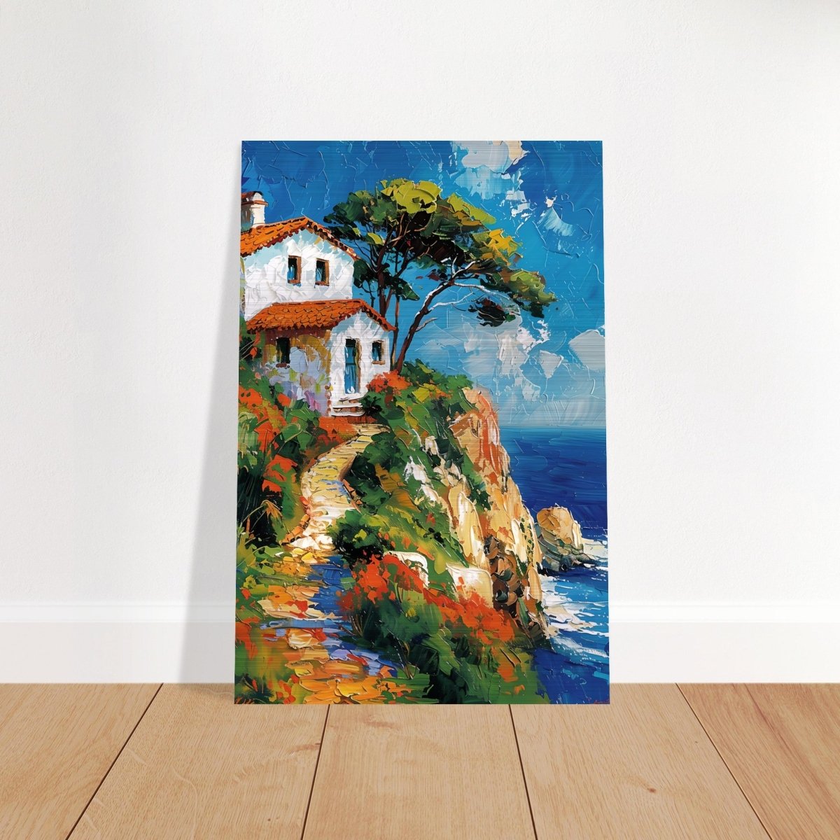 Rustic Escape by the Sea | Modern Expressionist Nature wall art print | Contemporary Seascape Wall Art - Brushed Aluminum Print - 30x45 cm / 12x18″ - 