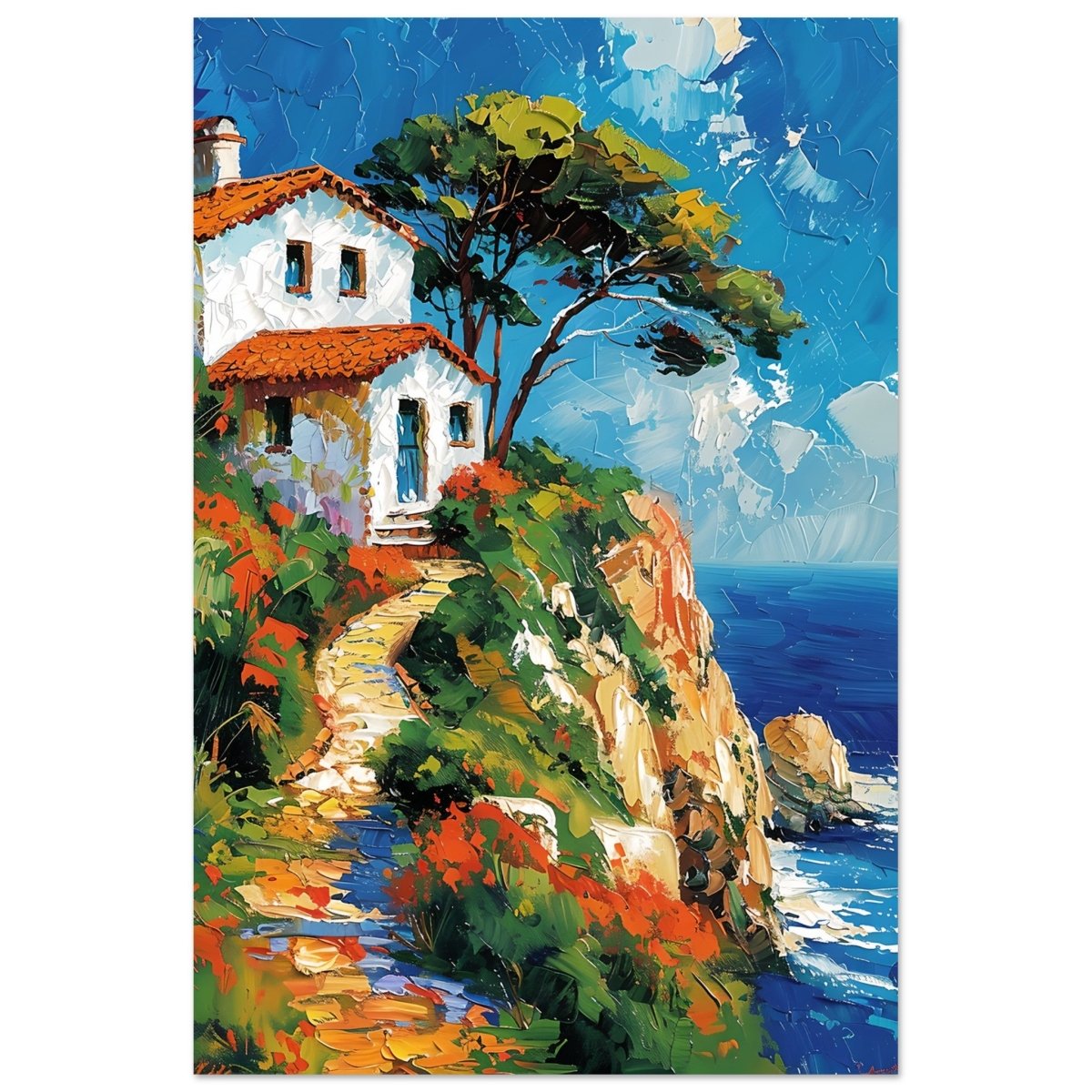 Rustic Escape by the Sea | Modern Expressionist Nature wall art print | Contemporary Seascape Wall Art - Aluminum Print - 30x45 cm / 12x18″ - 