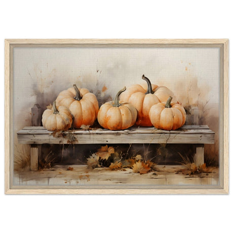 Rustic Pumpkin Still Life | Nature Art wall art print - Framed Canvas - 40x60 cm / 16x24″ - Wood frame