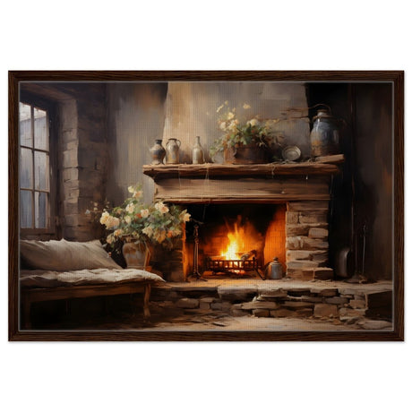 Rustic Retreat | Nature & City Art wall art print - Framed Canvas - 60x90 cm / 24x36″ - Dark wood frame