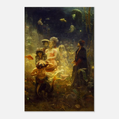 Sadko in the Underwater Kingdom 1875 by Ilya Repin | Vintage wall art print - Wood Prints - 40x60 cm / 16x24″ - 