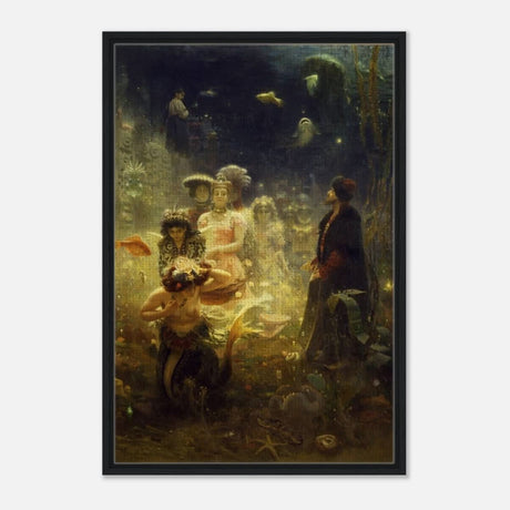 Sadko in the Underwater Kingdom 1875 by Ilya Repin | Vintage wall art print - Framed Canvas - 60x90 cm / 24x36″ - Black frame