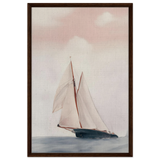 Sailboat at Sea – Nautical Seascape Wall Art Print - Framed Canvas - 60x90 cm / 24x36″ - Dark wood frame