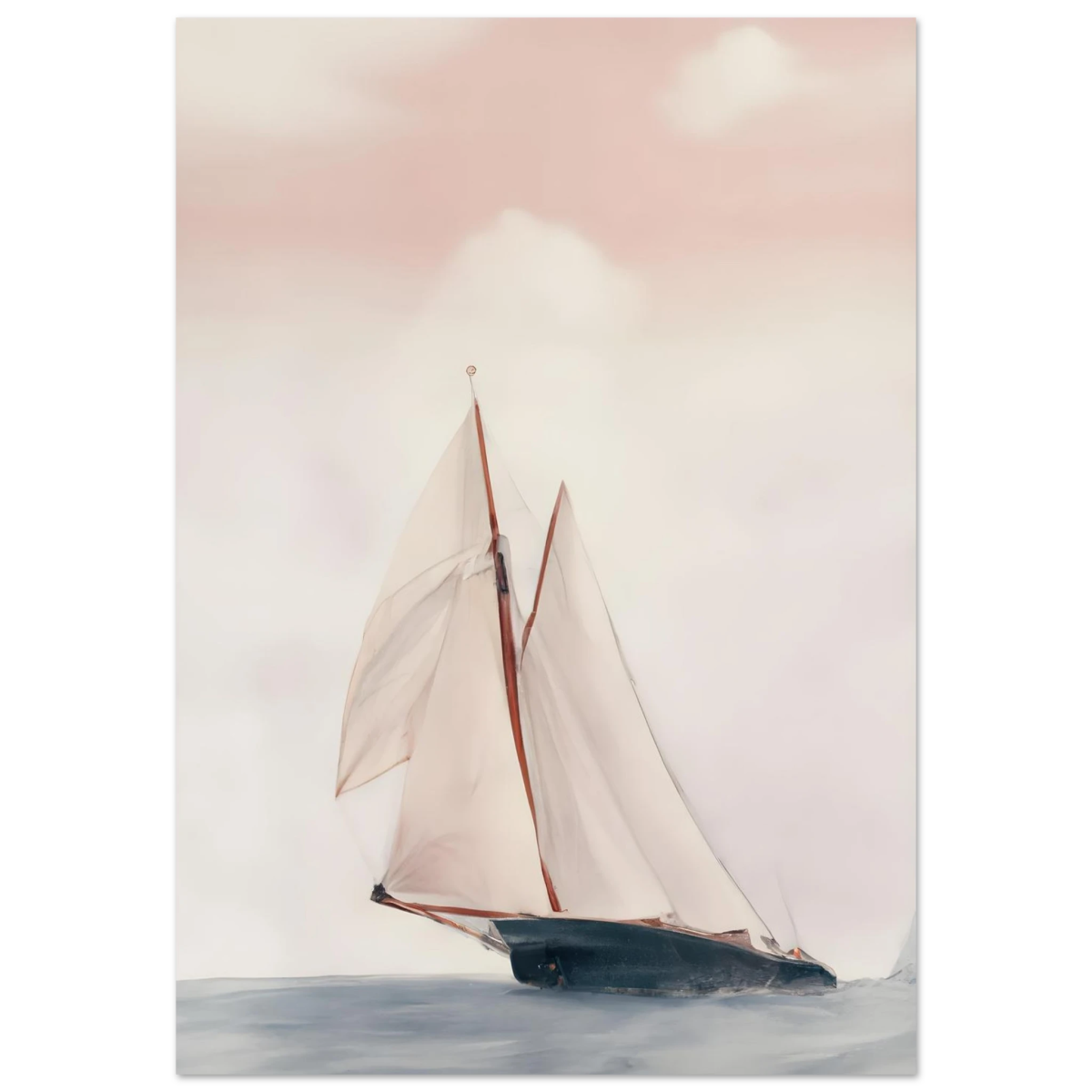 Sailboat at Sea – Nautical Seascape Wall Art Print - Fine Art Poster - 70x100 cm / 28x40″ - 
