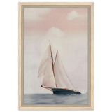 Sailboat at Sea – Nautical Seascape Wall Art Print - Framed Canvas - 30x45 cm / 12x18″ - Wood frame