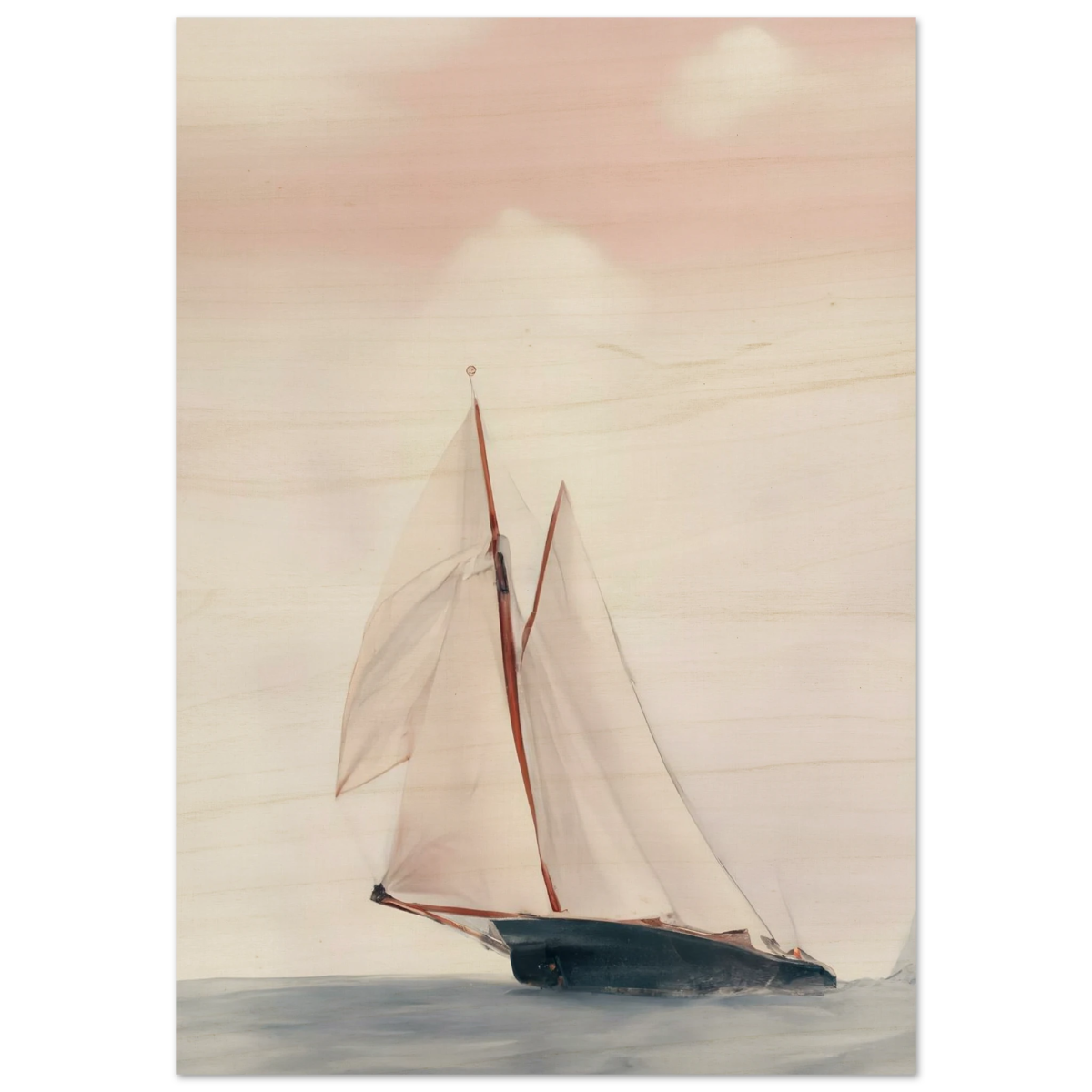 Sailboat at Sea – Nautical Seascape Wall Art Print - Wood Prints - 70x100 cm / 28x40″ - 