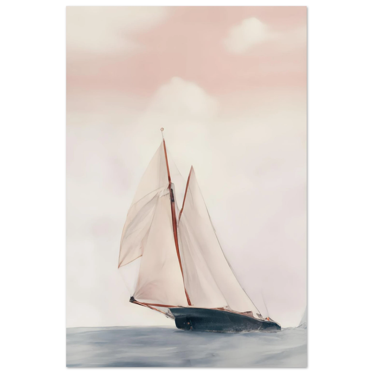 Sailboat at Sea – Nautical Seascape Wall Art Print - Fine Art Poster - 60x90 cm / 24x36″ - 