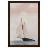 Sailboat at Sea – Nautical Seascape Wall Art Print - Framed Canvas - 40x60 cm / 16x24″ - Dark wood frame