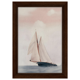 Sailboat at Sea – Nautical Seascape Wall Art Print - Framed Canvas - 20x30 cm / 8x12″ - Dark wood frame