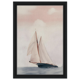 Sailboat at Sea – Nautical Seascape Wall Art Print - Framed Canvas - 30x45 cm / 12x18″ - Black frame