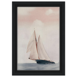 Sailboat at Sea – Nautical Seascape Wall Art Print - Framed Canvas - 20x30 cm / 8x12″ - Black frame