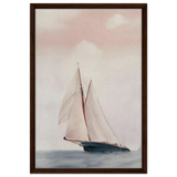 Sailboat at Sea – Nautical Seascape Wall Art Print - Framed Canvas - 50x75 cm / 20x30″ - Dark wood frame