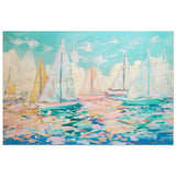 Sailboats in Harmony | Abstract Nautical Scene | Seascape Painting | wall art Print - Wood Prints - 40x60 cm / 16x24″ - 