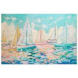 Sailboats in Harmony | Abstract Nautical Scene | Seascape Painting | wall art Print - Wood Prints - 30x45 cm / 12x18″ - 