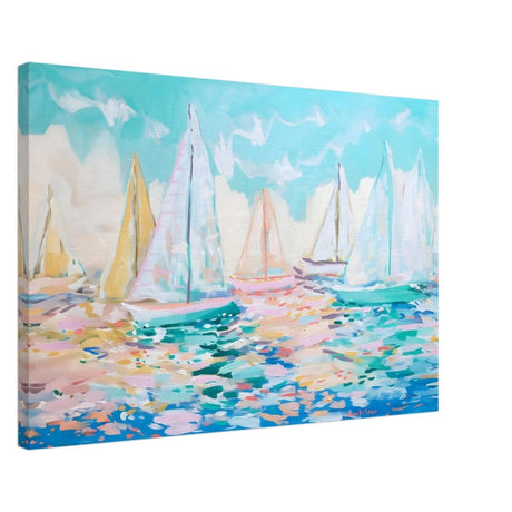 Sailboats in Harmony | Abstract Nautical Scene | Seascape Painting | wall art Print - Canvas - 50x75 cm / 20x30″ - 