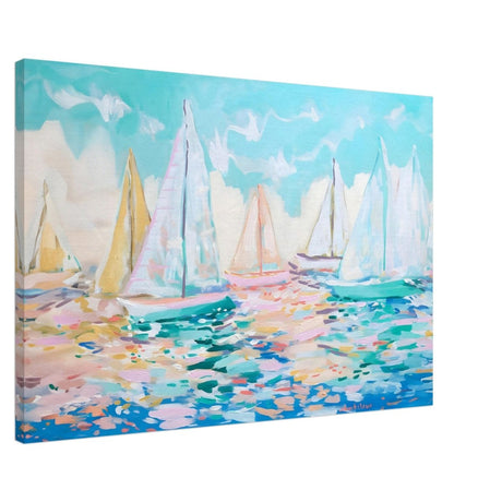 Sailboats in Harmony | Abstract Nautical Scene | Seascape Painting | wall art Print - Canvas - 60x90 cm / 24x36″ - 