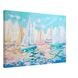 Sailboats in Harmony | Abstract Nautical Scene | Seascape Painting | wall art Print - Canvas - 40x60 cm / 16x24″ - 