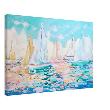 Sailboats in Harmony | Abstract Nautical Scene | Seascape Painting | wall art Print - Canvas - 40x60 cm / 16x24″ - 