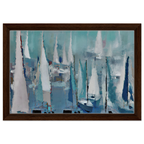 "Sailing Dreams" – An Abstract Nautical Masterpiece | Wall art print - Framed Canvas - 30x45 cm / 12x18″ - Dark wood frame