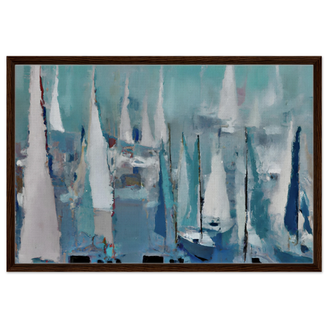 "Sailing Dreams" – An Abstract Nautical Masterpiece | Wall art print - Framed Canvas - 60x90 cm / 24x36″ - Dark wood frame