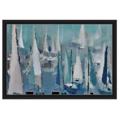 "Sailing Dreams" – An Abstract Nautical Masterpiece | Wall art print - Framed Canvas - 40x60 cm / 16x24″ - Black frame
