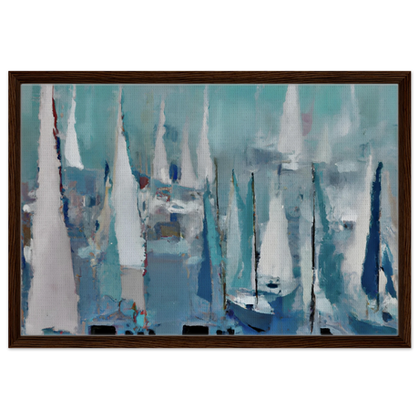 "Sailing Dreams" – An Abstract Nautical Masterpiece | Wall art print - Framed Canvas - 50x75 cm / 20x30″ - Dark wood frame