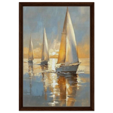 Sailing into the Horizon – A Tranquil Nautical Masterpiece | Wall art Print - Framed Canvas - 40x60 cm / 16x24″ - Dark wood frame