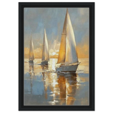 Sailing into the Horizon – A Tranquil Nautical Masterpiece | Wall art Print - Framed Canvas - 30x45 cm / 12x18″ - Black frame