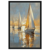 Sailing into the Horizon – A Tranquil Nautical Masterpiece | Wall art Print - Framed Canvas - 50x75 cm / 20x30″ - Black frame