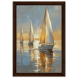 Sailing into the Horizon – A Tranquil Nautical Masterpiece | Wall art Print - Framed Canvas - 30x45 cm / 12x18″ - Dark wood frame
