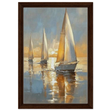 Sailing into the Horizon – A Tranquil Nautical Masterpiece | Wall art Print - Framed Canvas - 30x45 cm / 12x18″ - Dark wood frame