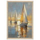 Sailing into the Horizon – A Tranquil Nautical Masterpiece | Wall art Print - Framed Canvas - 40x60 cm / 16x24″ - Wood frame