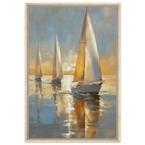 Sailing into the Horizon – A Tranquil Nautical Masterpiece | Wall art Print - Framed Canvas - 60x90 cm / 24x36″ - Wood frame