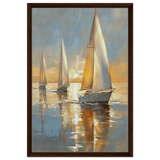 Sailing into the Horizon – A Tranquil Nautical Masterpiece | Wall art Print - Framed Canvas - 50x75 cm / 20x30″ - Dark wood frame