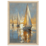 Sailing into the Horizon – A Tranquil Nautical Masterpiece | Wall art Print - Framed Canvas - 30x45 cm / 12x18″ - Wood frame