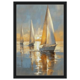 Sailing into the Horizon – A Tranquil Nautical Masterpiece | Wall art Print - Framed Canvas - 40x60 cm / 16x24″ - Black frame