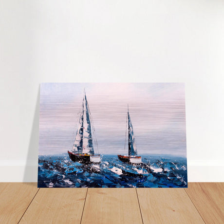Sailing the Waves – Nautical Seascape Wall Art Print - Brushed Aluminum Print - 70x100 cm / 28x40″ - 