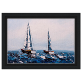 Sailing the Waves – Nautical Seascape Wall Art Print - Framed Canvas - 20x30 cm / 8x12″ - Black frame