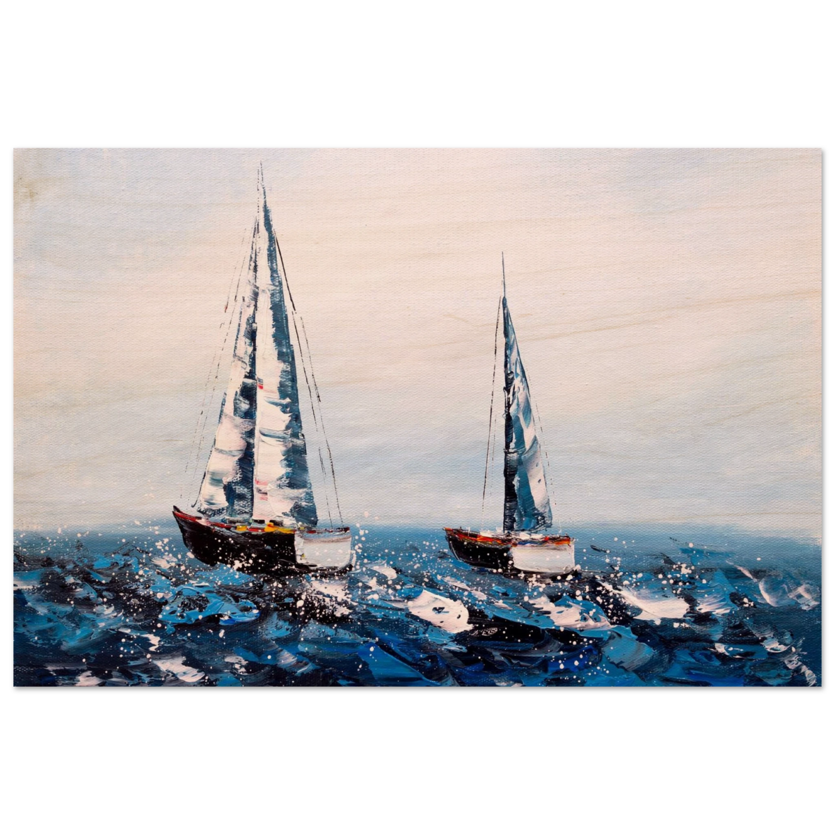 Sailing the Waves – Nautical Seascape Wall Art Print - Wood Prints - 50x75 cm / 20x30″ - 