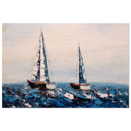 Sailing the Waves – Nautical Seascape Wall Art Print - Wood Prints - 50x75 cm / 20x30″ - 