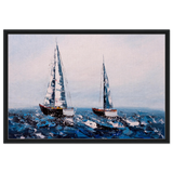 Sailing the Waves – Nautical Seascape Wall Art Print - Framed Canvas - 60x90 cm / 24x36″ - Black frame