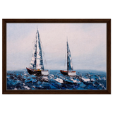 Sailing the Waves – Nautical Seascape Wall Art Print - Framed Canvas - 40x60 cm / 16x24″ - Dark wood frame