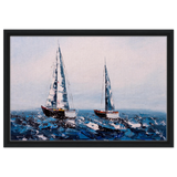 Sailing the Waves – Nautical Seascape Wall Art Print - Framed Canvas - 40x60 cm / 16x24″ - Black frame