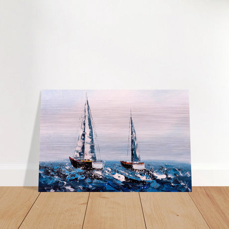 Sailing the Waves – Nautical Seascape Wall Art Print - Brushed Aluminum Print - 30x45 cm / 12x18″ - 