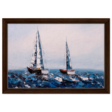 Sailing the Waves – Nautical Seascape Wall Art Print - Framed Canvas - 30x45 cm / 12x18″ - Dark wood frame