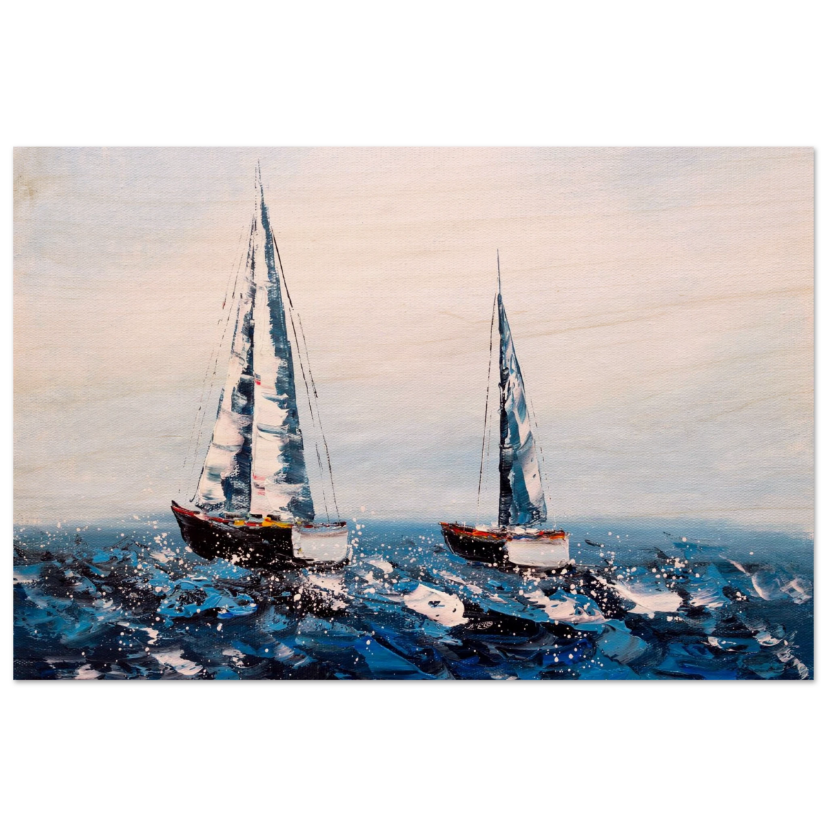 Sailing the Waves – Nautical Seascape Wall Art Print - Wood Prints - 30x45 cm / 12x18″ - 