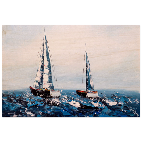 Sailing the Waves – Nautical Seascape Wall Art Print - Wood Prints - 30x45 cm / 12x18″ - 