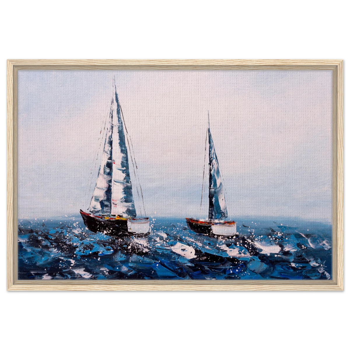 Sailing the Waves – Nautical Seascape Wall Art Print - Framed Canvas - 50x75 cm / 20x30″ - Wood frame