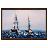 Sailing the Waves – Nautical Seascape Wall Art Print - Framed Canvas - 50x75 cm / 20x30″ - Dark wood frame